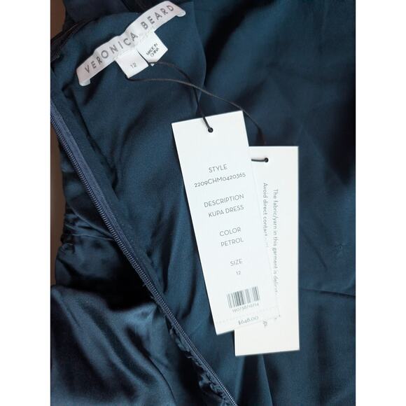 NWT Veronica Beard Kupa Ruched Strapless Midi Dress Size 12 Petrol #3H510 - Picture 7 of 10